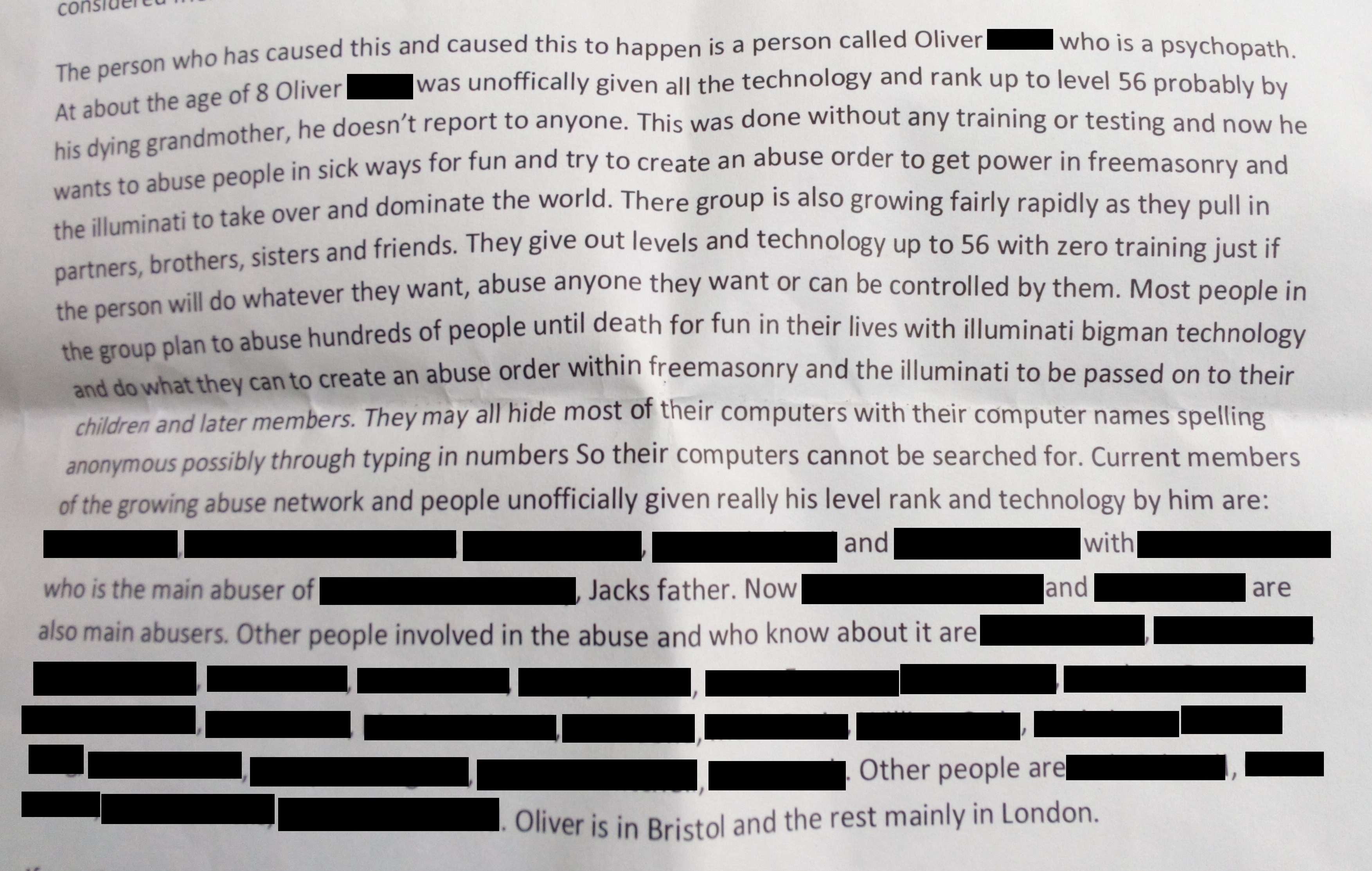 Blanked letter person